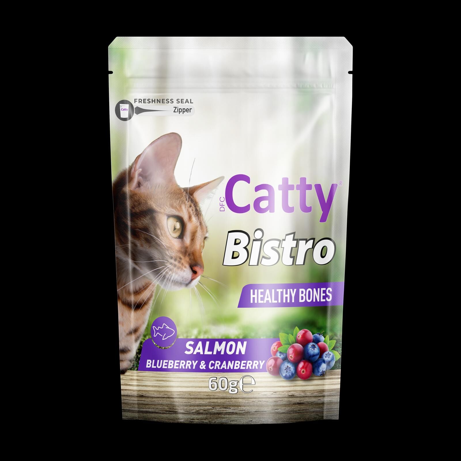 CATTY BİSTRO SAĞLIKLI KEMİKLER SOMONLU YABAN MERSİNLİ KIZILÇIKLI 60 GR