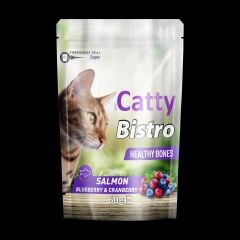 CATTY BİSTRO SAĞLIKLI KEMİKLER SOMONLU YABAN MERSİNLİ KIZILÇIKLI 60 GR