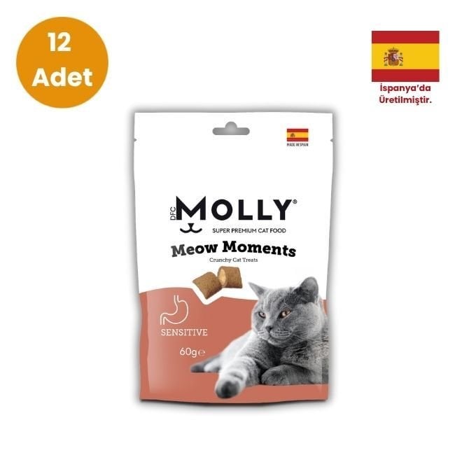 MOLLY MEOW MOMENTS SENSİTİVE HASSAS SİNDİRİM KEDİ ÖDÜLÜ 60gr x 12 ADET