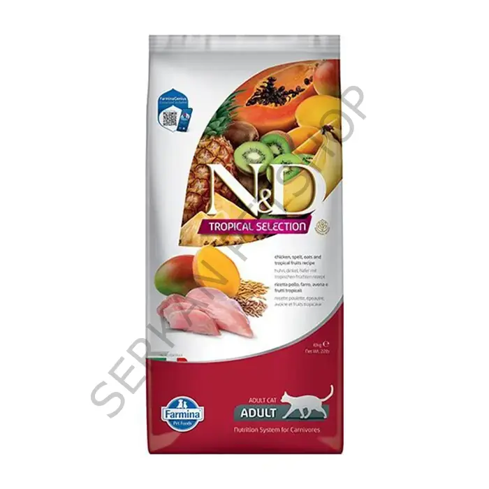 N&D Tropical Selection Tavuklu ve Tropikal Meyveli Yetişkin Kedi Maması 10kg