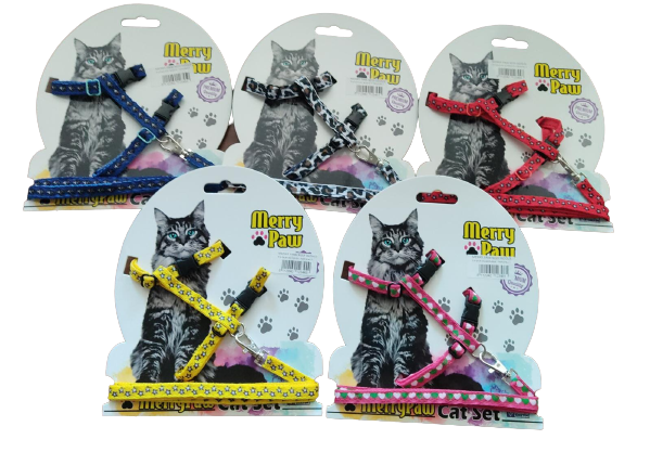MERRY PAW KEDİ GÖĞÜS TASMASI SARI DESENLİ