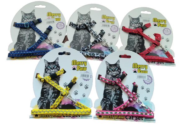 MERRY PAW KEDİ GÖĞÜS TASMASI PEMBE DESENLİ