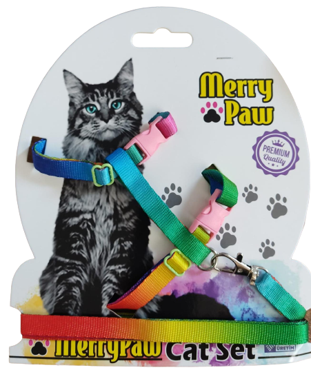 MERRY PAW KEDİ GÖĞÜS TASMASI GÖKKUŞAĞI
