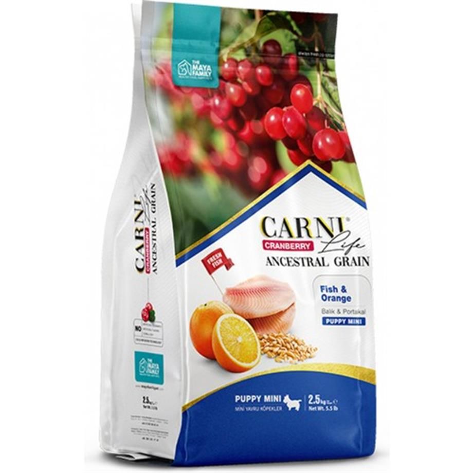 Carni Dog Puppy Mını  Balık/Portakal Köpek Maması 2.5 KG