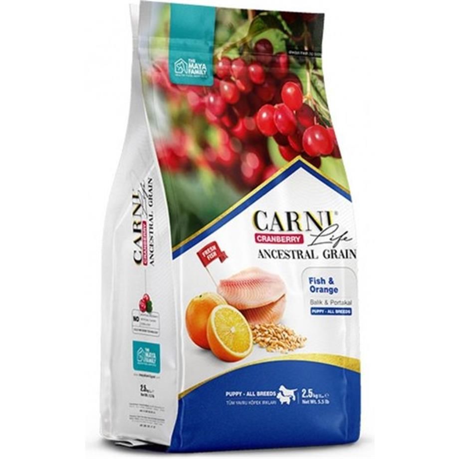 Carni Dog Puppy Bütün Irklar Balık/Portakal Köpek Maması 2.5 KG