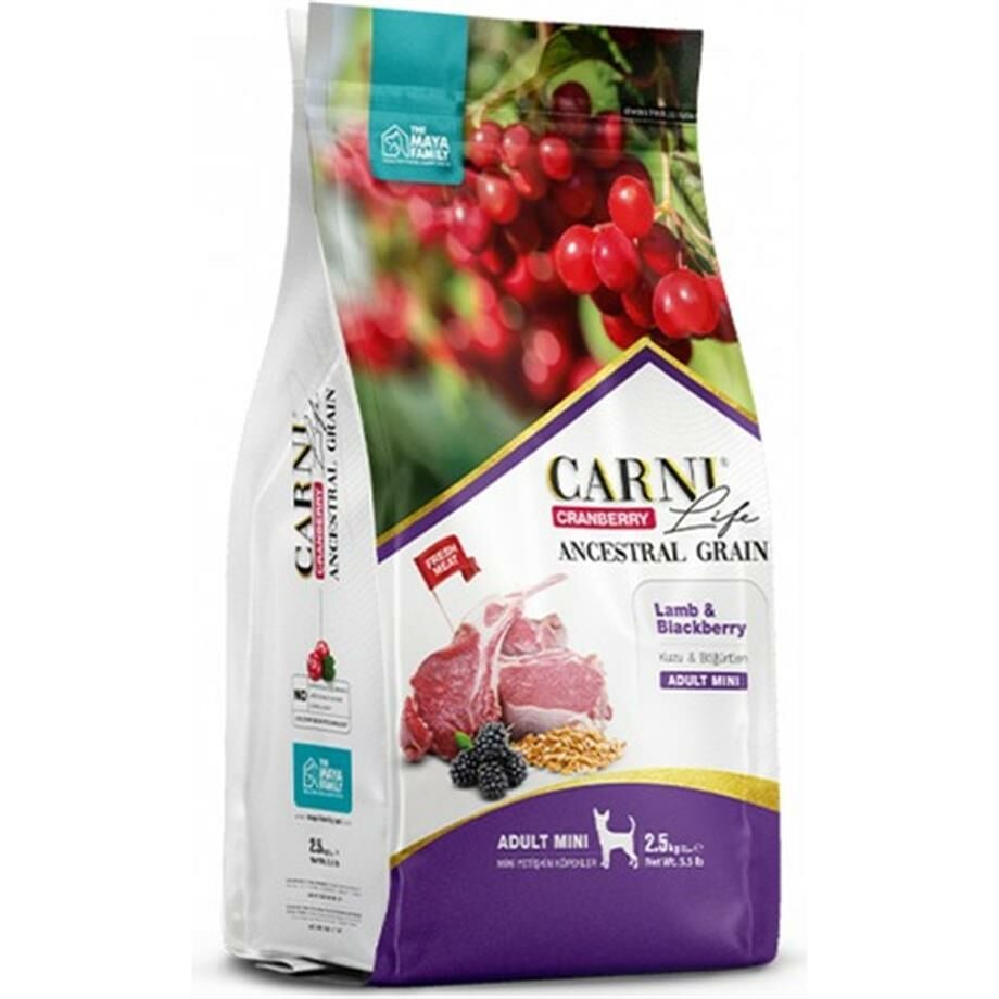 Carni Dog Adult Mini Kuzu Etli/Bögürtlen Köpek Maması 2.5 KG