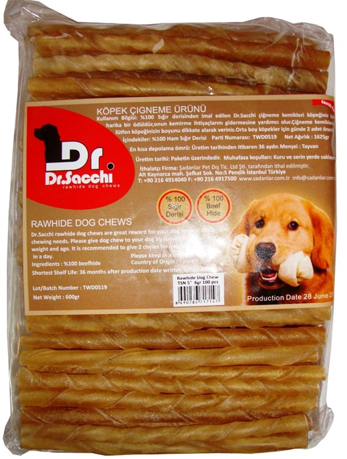 DR. SACCHİ NATUREL BURGULU KEMİK 6-7 GR 100 LÜ PAKET