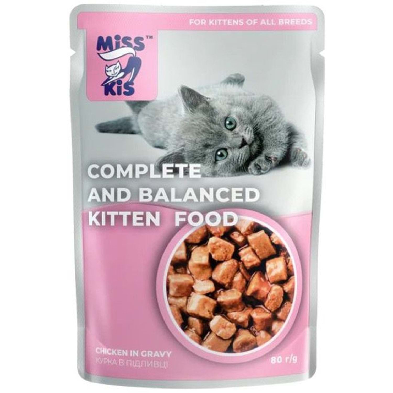 MİSS KİS TAVUKLUYAŞ YAVRU KEDİ MAMASI 80 GR 24 LÜ