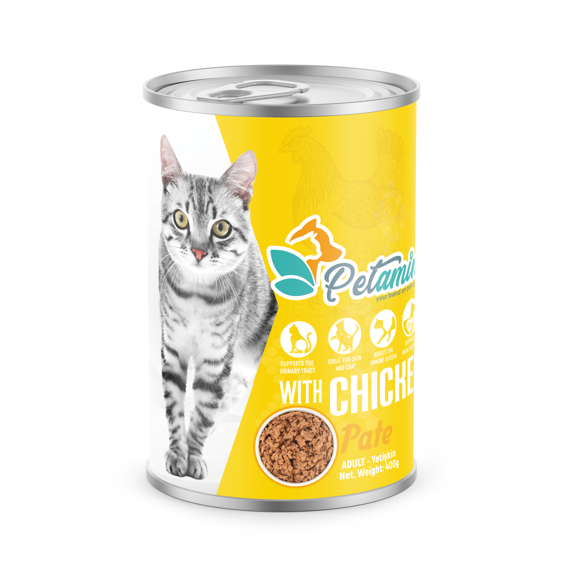 PETAMİN TAVUKLU KEDİ KONSERVE 415 GR 24 LÜ